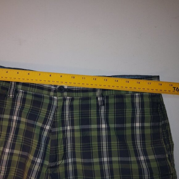 Retreat Men's Size 36 Waist Green Navy White Plaid 100% Cotton Shorts - Picture 5 of 6
